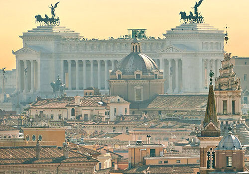 View of  Rome from Castel Sant'Angelo, Italy.